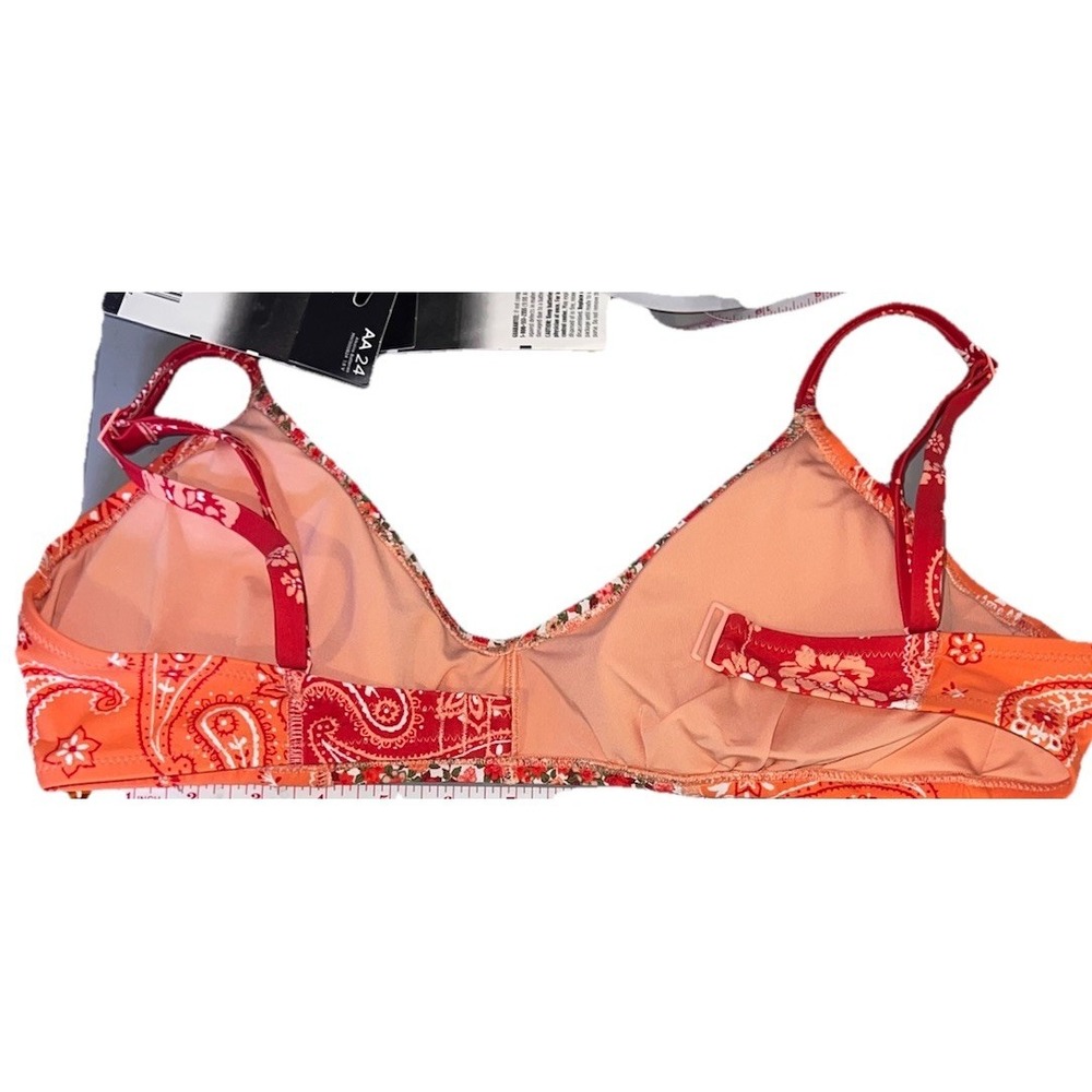 Aerie Scoop Orange Handkerchief Bikini Top Adjustable Padded Recycled Size L - Picture 6 of 9